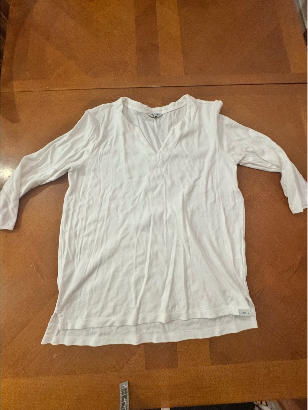 Orvis Classic Collection White V-Neck Long Sleeve Shirt size L 2906
